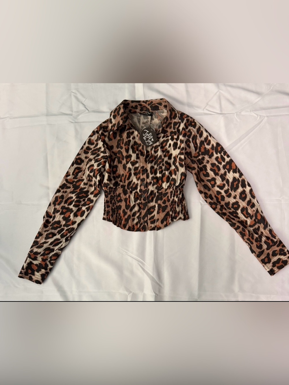 Jolie & Joy Leopard Print Button Front Blouse